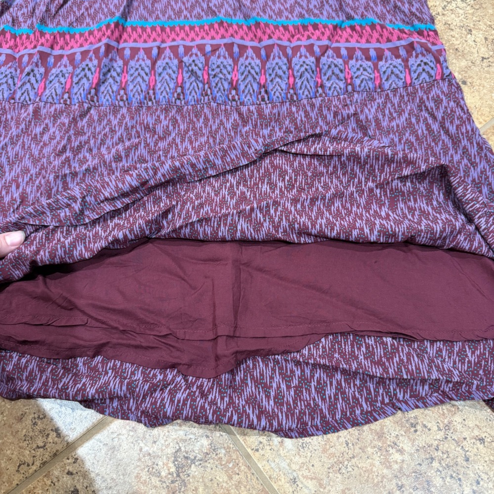 Prana Nari Dress Black Cherry Laurel Purple Ikat Halter Women Medium M Beachy - Picture 8 of 10
